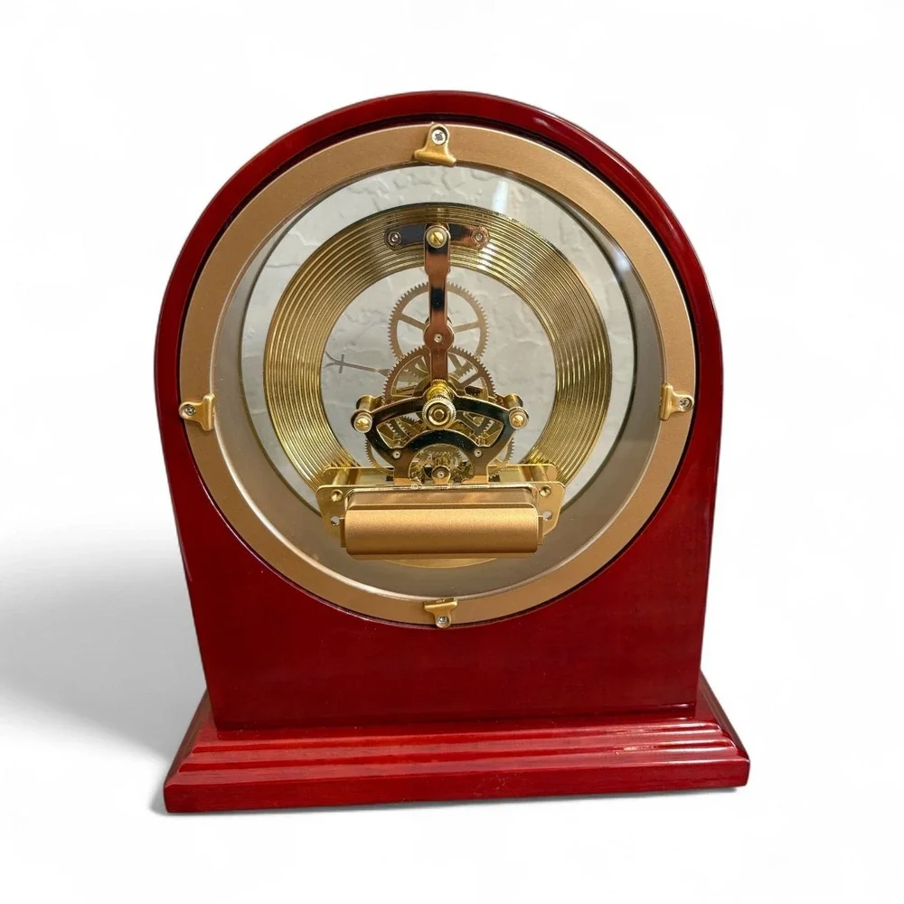 Plymouth Series Rosewood Desk Clock Roman Numerals Skeleton Movement‎